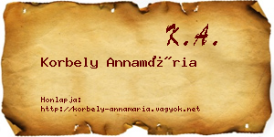 Korbely Annamária névjegykártya